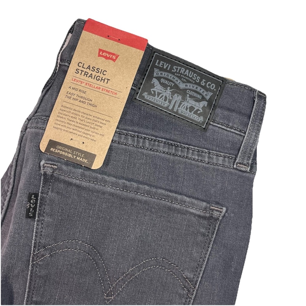 Levi's Women's CLASSIC STRAIGHT Jeans Mid-Rise Black Charcoal Size 4 M 27x30